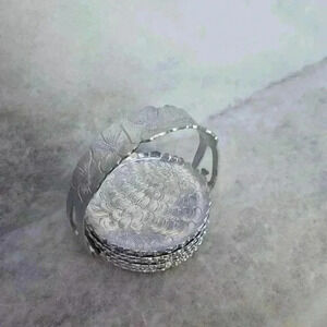Continental Silver Co‎ Vtg Aluminum Coasters in Coaster Caddy Set of 8 Wild Rose